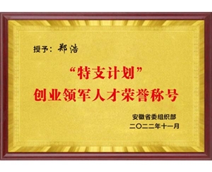 “特支計劃”創業領軍人才榮譽稱号
